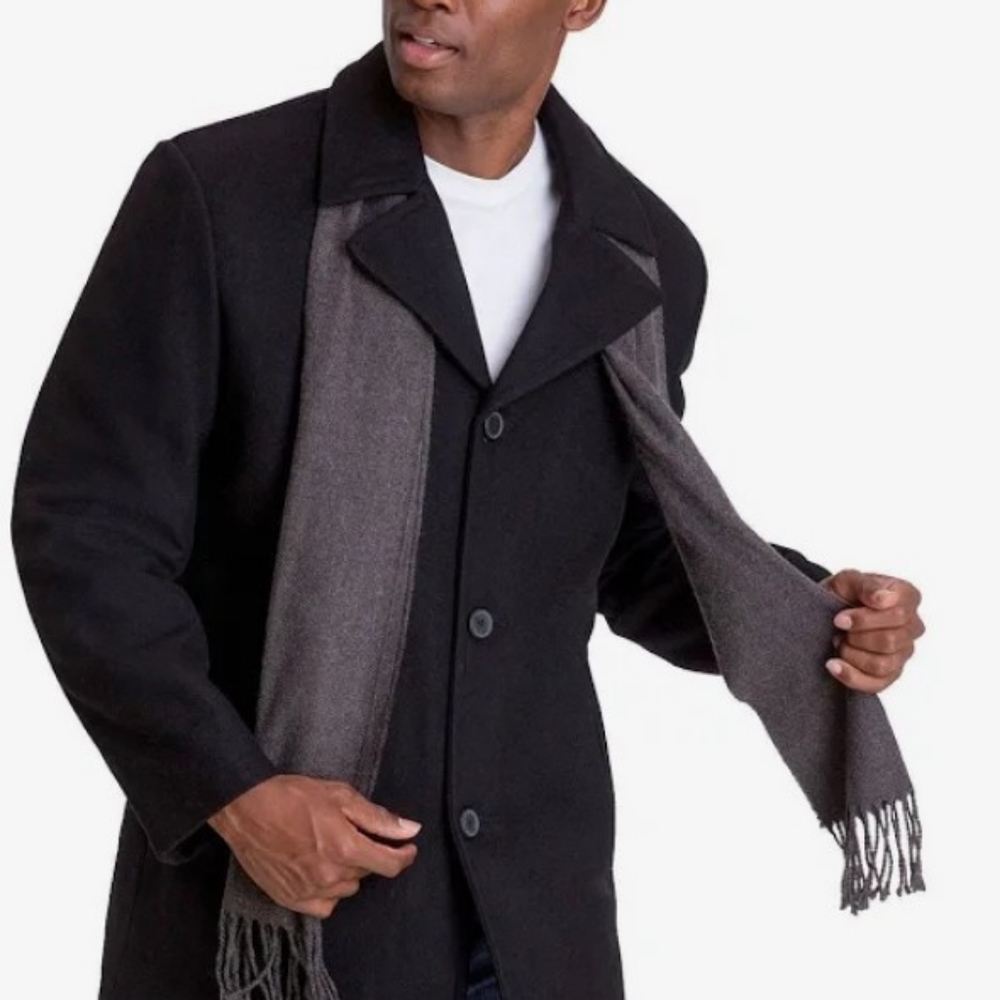 FOG Black Wool Blend Coat by London Fog Size S